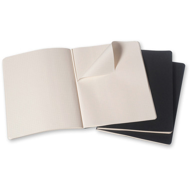 MOLESKINE Cahier XL 25x19cm 705021 quadrillé, noir 3 pcs.