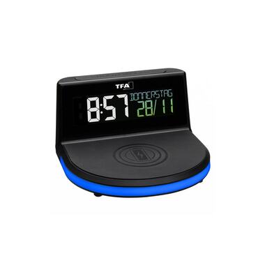 Sveglia Digitale TFA Dostmann Charge-it-Wireless Nero