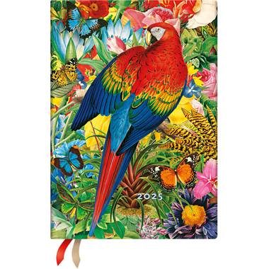 PAPERBLANKS Agenda Tropischer Garten 2025 DHD6020 1W/2S HOR Midi HC DE 12.5x18cm