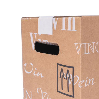 Folding box "Trans-Scripto" with finger holes 12x 0.5l bottles with bottle height 270mm & Ø67mm