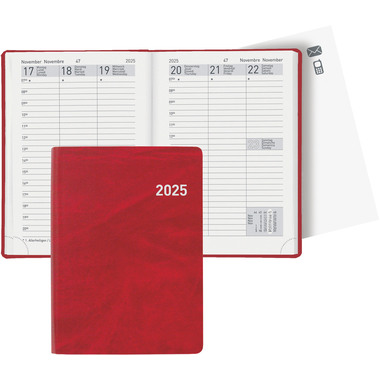 BIELLA Agenda Rex 2025 825301450025 1S/2P rosso ML 10.1x14.2cm
