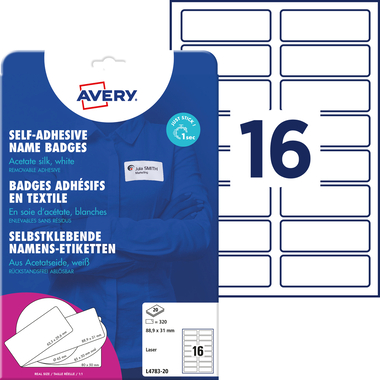 AVERY ZWECKFORM Etichette nome 88,9x31mm L4783-20 bianco, Laser 20 fogli