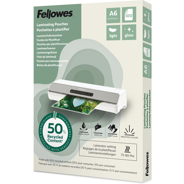 FELLOWES Film plastif. Recycling A6 100143441 glanz, 80 my 100 Pièce