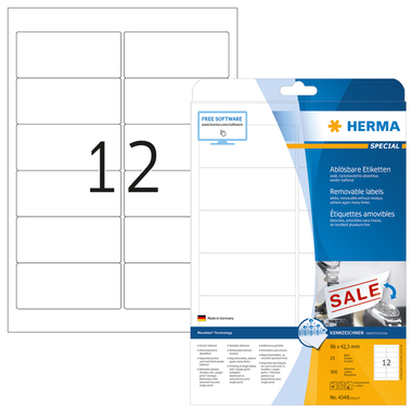 HERMA Etiketten 4348 4348 96x42.3mm abl. 300Stk. 25 B