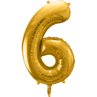 PARTYDECO Ballon en plastique no. 6 86cm FB1M-6-019 or