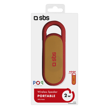 Enceinte sans fil compacte de 2W, batterie de 300 mAh et attache pour ceinture, couleur rouge