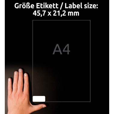 AVERY ZWECKFORM Adressetiketten 45,7x21,2mm J4791-25 InkJet, weiss 1200 Stk./25 Bl.