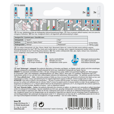 TESA Pin adesivo 2x1kg 77778-00000 Carta da parati & intonaco