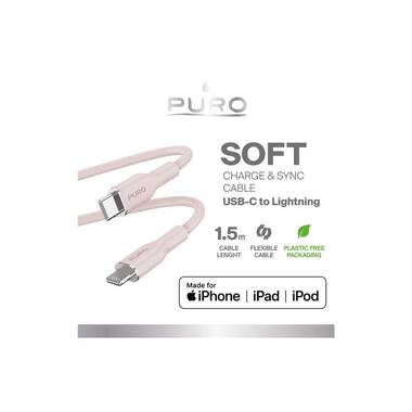 Câble de charge SOFT de USB-C à Lightning 1,5m | Puro