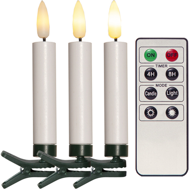 STAR TRADING Candele per alberi LED 12cm 12.003-43 bianco, Remote 10 pezzi