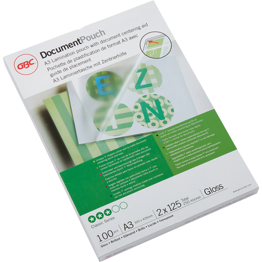 GBC Pochettes à plastifier A3 3200725 brillant, 125my 100 pcs.