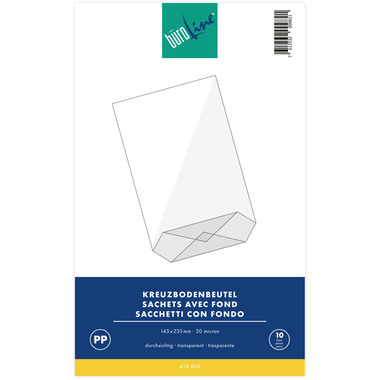 BÜROLINE Kreuzboden Beutel 145×235mm 423004 transparent 10 Stück