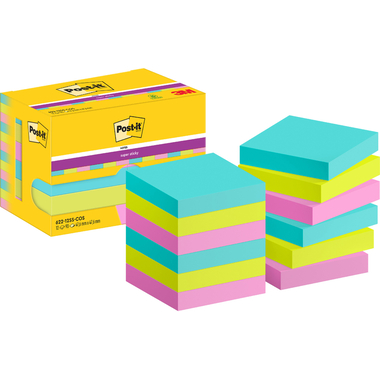 POST-IT Super Sticky Notes 47.6x47.6mm 622-12SS-COS 3-couleurs 12x90 feuilles