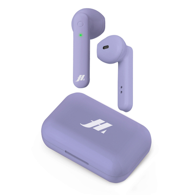 True Wireless Stereo half in-ear earphones with microphone and answer/end call button, violet