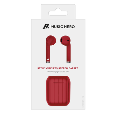 Wireless stereo earphones with 300mAh charging base, multifunction buttons for music and calls