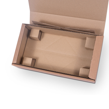 Geschenkverpackung mit offener Welle für 2x 0.75l Flasche mit Flaschenhöhe 380mm & Ø90mm in braun