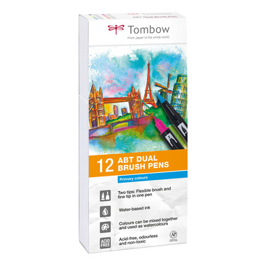 TOMBOW ABT Dual Brush Pen ABT-12P-1 12er Set Grundtöne