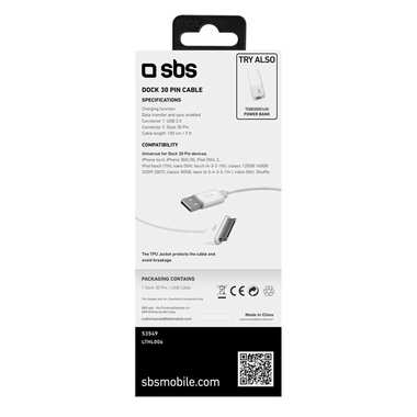 USB data cable type A Male to iPhone docking connector Male, Length of 1 m