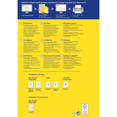 AVERY ZWECKFORM CD Labels SuperSize 117mm L7676-25 bianco, permanente 25x2 pz.