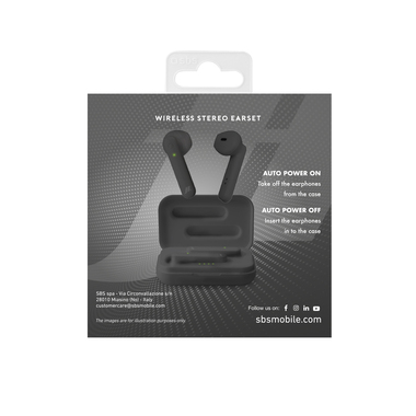 Écouteurs True Wireless Stereo avec design semi intra-auriculaire et touches multifonction pour musique et appels, noir