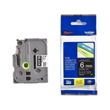 PTOUCH Nastro, plastific. bianco/nero TZe-315 PT-1280VP 6 mm