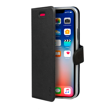 Handyhülle im Buchstil mit stabiler Stütze und Magnetverschluss, Ständerfunktion, Lederverarbeitung, für iPhone XS/X, schwarz Kleinbogen mit 10 Marken à CHF 1.00, gummiert, ungestempelt
