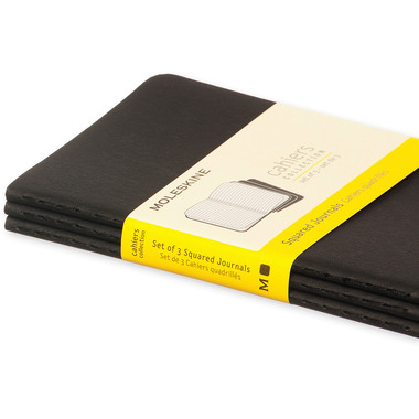 MOLESKINE Quaderno Cahier A6 704901 quadrettato, nero 3 pezzi