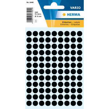 HERMA Etiquettes ronde 8mm 1849 black 540 pcs.