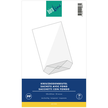 BÜROLINE Sacchetti con fondo 120×225mm 423003 trasparente 10 pezzi