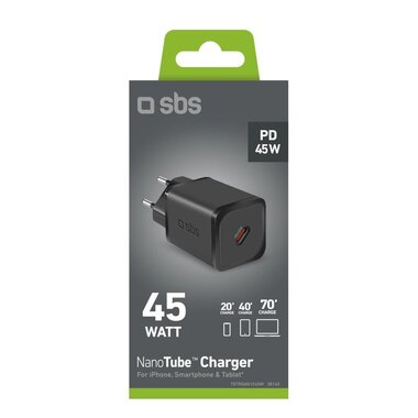 Wall charger 1x type-C 45W, black