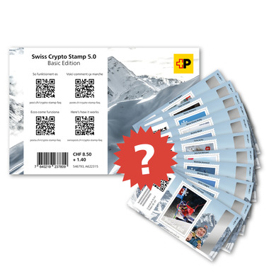 Swiss Crypto Stamp 5.0 CHF 8.50+1.40 «Basic Edition» Blocco speciale «Swiss Crypto Stamp», autoadesiva, senza annullo