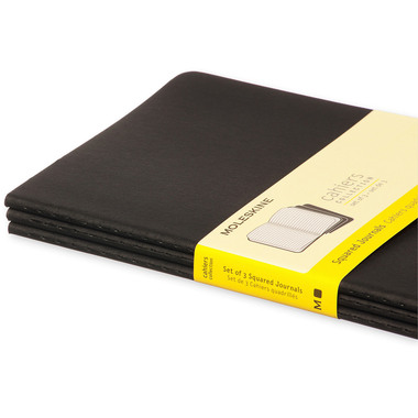 MOLESKINE Quaderno Cahier A5 496-3 quadrettato, nero 3 pezzi