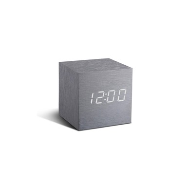 Sveglia Digitale Gingko Cube Click Clock Argento
