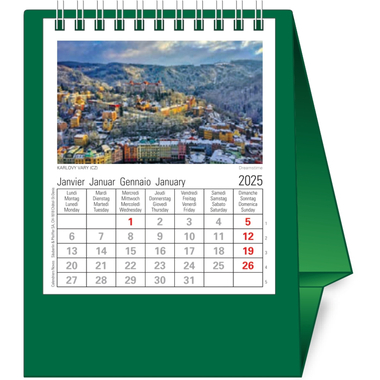 NOVOS Tischkalender Europa 2025 500084 1M/1S dunkelgrün ML 11.5x14cm