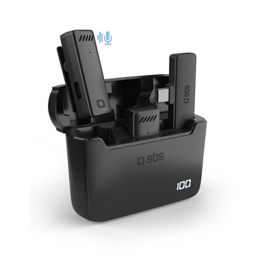 Microfono wireless con ricevitore USB-C e custodia ricarica | SBS