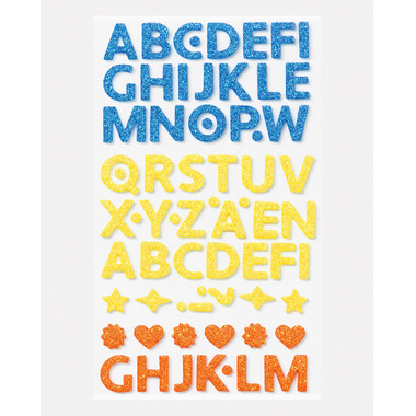 FOLIA Moosgummi Sticker 23776 Glitter Letters 128 Stück
