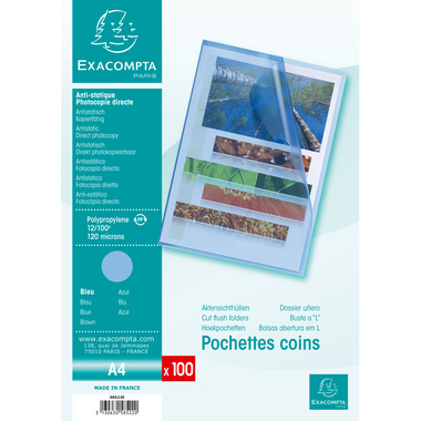 EXACOMPTA Sichthülle genarbt A4 58522E blau 100 Stück