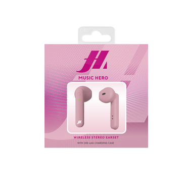 Écouteurs True Wireless Stereo avec design semi intra-auriculaire et touches multifonction pour musique et appels, rose
