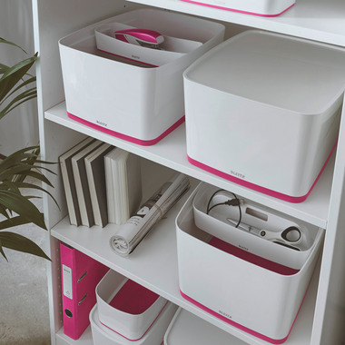 LEITZ MyBox Gross, mit Deckel 18l 52161023 weiss/pink