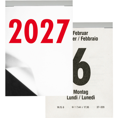 BIELLA Calendrier bloc Nr.5 2027 889005000027U 1A/1P noir/rouge ML 9.8x14.2cm