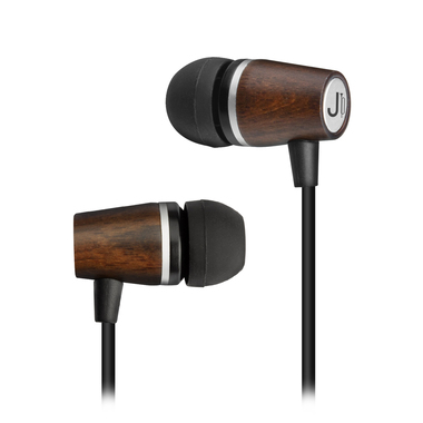 Ecouteurs filaires en ébène avec câble jack de 3.5 mm, microphone intégré et fonction répondre / raccrocher pour les appels entrant.