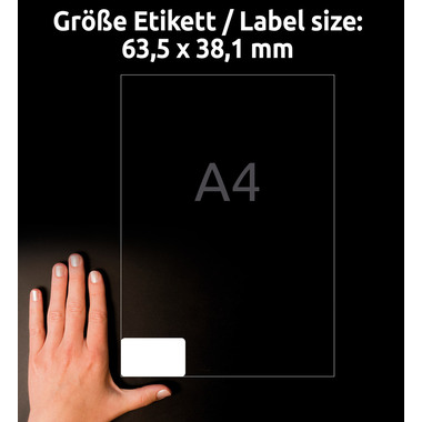 AVERY ZWECKFORM Etichette indirizo 63,5x38,1mm J8160-25 bianco 525 pezzi
