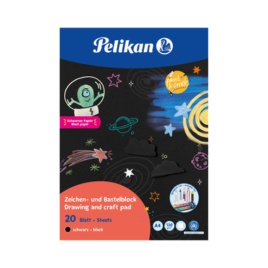 PELIKAN Bloc à dessin & bricolage 101578 noir A4, 160 g/m2