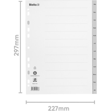 BIELLA Separatori PP A4 47141491U grigio Déc-Jan FR