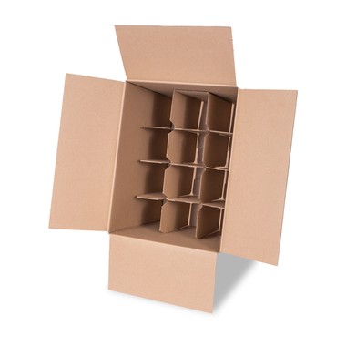Boîte pliante "Trans-Scripto" à compartiments pour 12x bouteilles de 0.75l avec hauteur de bouteille 292mm & Ø85mm