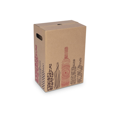 Flaschenverpackung mit Einlage & Grifflöcher für 6x 0.75l Flaschen mit Flaschenhöhe 350mm & Ø80mm