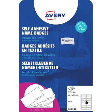 AVERY ZWECKFORM Etichette nome 88,9x31mm L4783-20 bianco, Laser 20 fogli