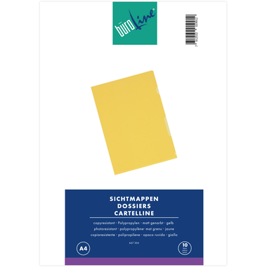 BÜROLINE Sichtmappen PP A4 667304 gelb, matt 10 Stück