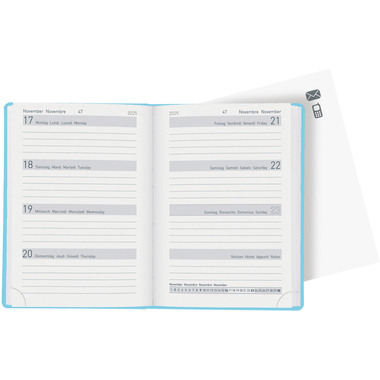 BIELLA Agenda Memento 2025 825715060025 1S/2P bleuclair ML 10.1x14.2cm