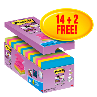 POST-IT Super Sticky Z-Notes 76x76mm R330SSVP 14+2 gratuit 90 flls.